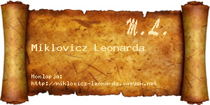 Miklovicz Leonarda névjegykártya